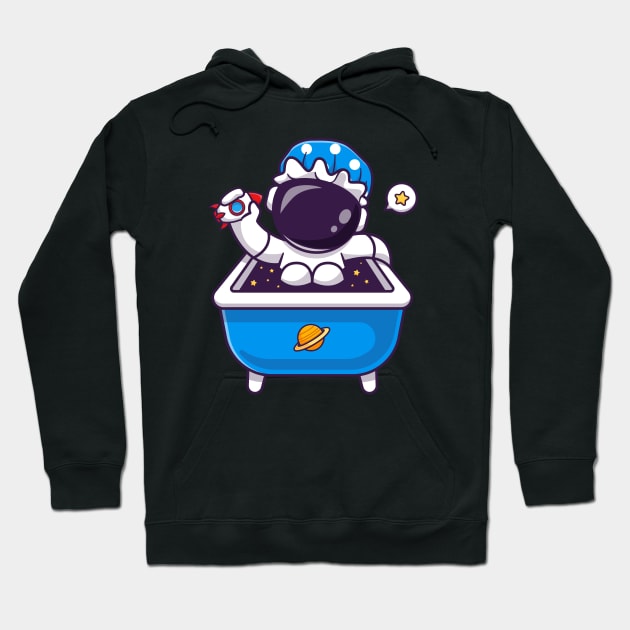 Cute Astronaut playing Rocket Toy In Bath Tub Cartoon Hoodie by Catalyst Labs